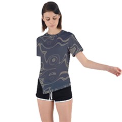 Taupe Umber Abstract Art Swirls Asymmetrical Short Sleeve Sports Tee