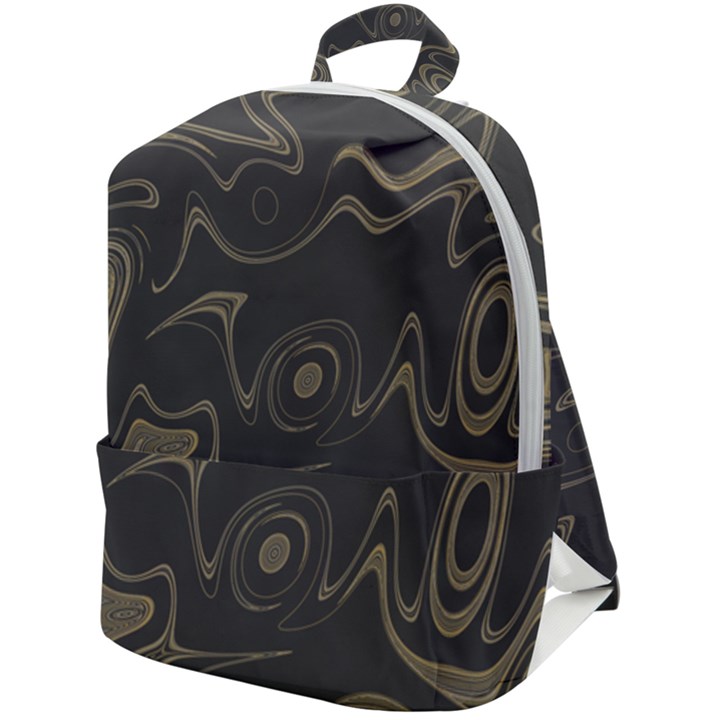 Taupe Umber Abstract Art Swirls Zip Up Backpack