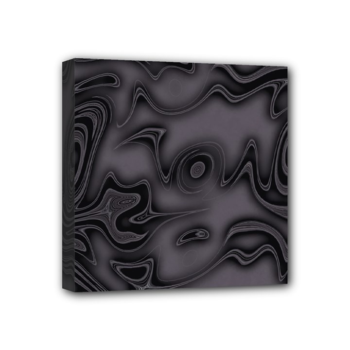 Dark Plum and Black Abstract Art Swirls Mini Canvas 4  x 4  (Stretched)