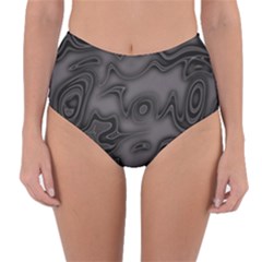 Dark Plum And Black Abstract Art Swirls Reversible High-waist Bikini Bottoms by SpinnyChairDesigns