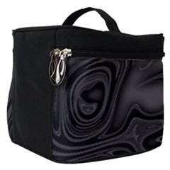 Dark Plum And Black Abstract Art Swirls Make Up Travel Bag (small) by SpinnyChairDesigns