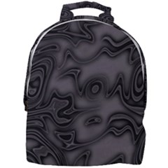 Dark Plum And Black Abstract Art Swirls Mini Full Print Backpack by SpinnyChairDesigns