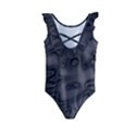 Dark Plum and Black Abstract Art Swirls Kids  Frill Swimsuit View2