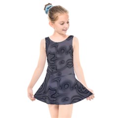 Dark Plum And Black Abstract Art Swirls Kids  Skater Dress Swimsuit by SpinnyChairDesigns