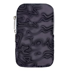 Dark Plum And Black Abstract Art Swirls Waist Pouch (large) by SpinnyChairDesigns