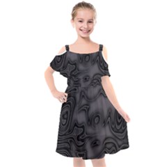 Dark Plum And Black Abstract Art Swirls Kids  Cut Out Shoulders Chiffon Dress by SpinnyChairDesigns