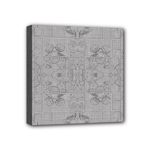 Silver Grey Decorative Floral Pattern Mini Canvas 4  X 4  (stretched) by SpinnyChairDesigns