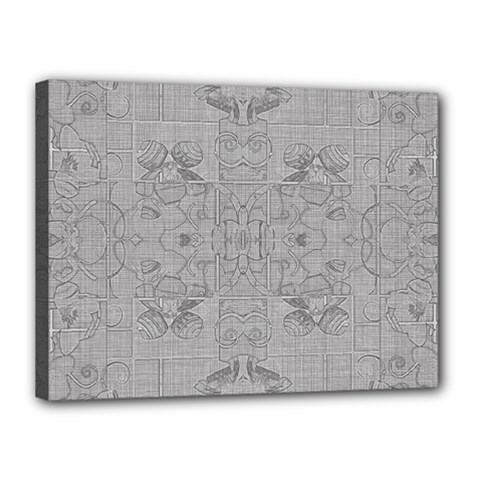 Silver Grey Decorative Floral Pattern Canvas 16  X 12  (stretched) by SpinnyChairDesigns