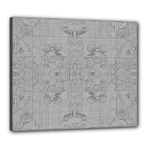 Silver Grey Decorative Floral Pattern Canvas 24  X 20  (stretched) by SpinnyChairDesigns