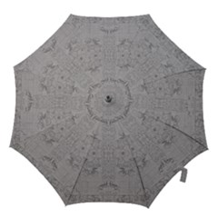 Silver Grey Decorative Floral Pattern Hook Handle Umbrellas (large) by SpinnyChairDesigns