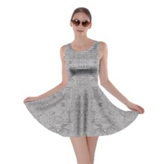 Silver Grey Decorative Floral Pattern Skater Dress by SpinnyChairDesigns