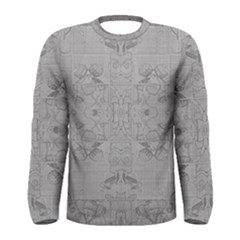 Silver Grey Decorative Floral Pattern Men s Long Sleeve Tee by SpinnyChairDesigns