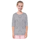 Silver Grey Decorative Floral Pattern Kids  Quarter Sleeve Raglan Tee View1