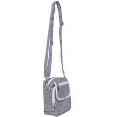 Silver Grey Decorative Floral Pattern Shoulder Strap Belt Bag by SpinnyChairDesigns