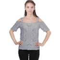 Silver Grey Decorative Floral Pattern Cutout Shoulder Tee View1