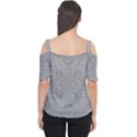 Silver Grey Decorative Floral Pattern Cutout Shoulder Tee View2