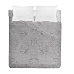 Silver Grey Decorative Floral Pattern Duvet Cover Double Side (full/ Double Size) by SpinnyChairDesigns