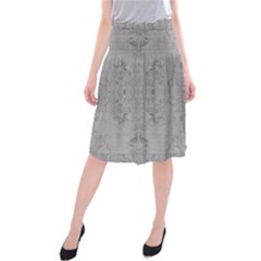 Silver Grey Decorative Floral Pattern Midi Beach Skirt by SpinnyChairDesigns