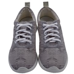 Silver Grey Decorative Floral Pattern Mens Athletic Shoes by SpinnyChairDesigns