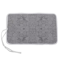 Silver Grey Decorative Floral Pattern Pen Storage Case (m)