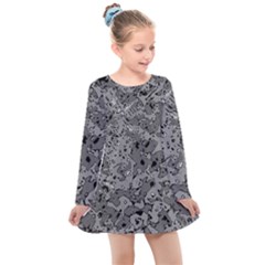 Comic Book Camouflage Kids  Long Sleeve Dress by SpinnyChairDesigns