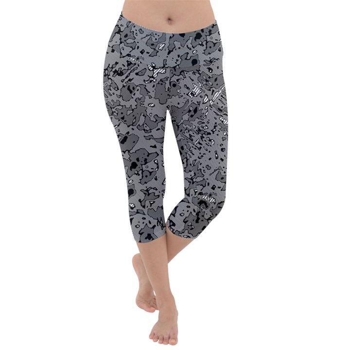 Comic Book Camouflage Lightweight Velour Capri Yoga Leggings