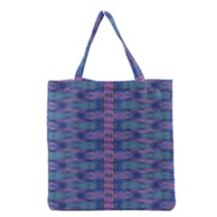 Purple Blue Ikat Stripes Grocery Tote Bag by SpinnyChairDesigns