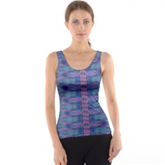 Purple Blue Ikat Stripes Tank Top by SpinnyChairDesigns