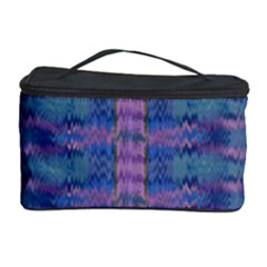 Purple Blue Ikat Stripes Cosmetic Storage by SpinnyChairDesigns