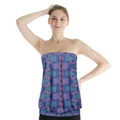 Purple Blue Ikat Stripes Strapless Top by SpinnyChairDesigns