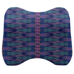 Purple Blue Ikat Stripes Velour Head Support Cushion by SpinnyChairDesigns