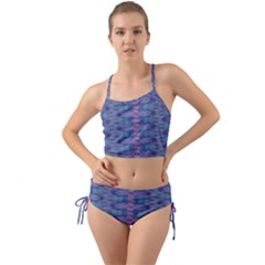 Purple Blue Ikat Stripes Mini Tank Bikini Set by SpinnyChairDesigns