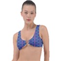 Purple Blue Ikat Stripes Ring Detail Bikini Top View1