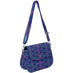 Purple Blue Ikat Stripes Saddle Handbag by SpinnyChairDesigns