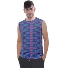 Purple Blue Ikat Stripes Men s Regular Tank Top by SpinnyChairDesigns