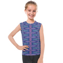 Purple Blue Ikat Stripes Kids  Mesh Tank Top by SpinnyChairDesigns