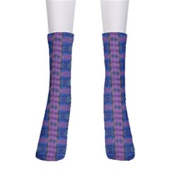 Purple Blue Ikat Stripes Men s Crew Socks