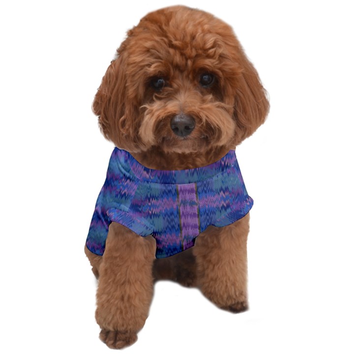 Purple Blue Ikat Stripes Dog T-Shirt