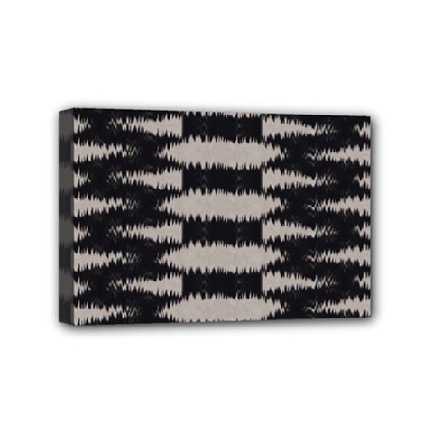 Black And White Zebra Ikat Stripes Mini Canvas 6  X 4  (stretched) by SpinnyChairDesigns