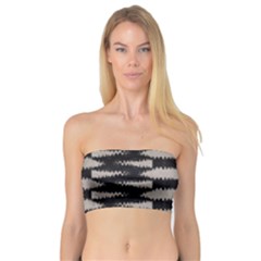 Black And White Zebra Ikat Stripes Bandeau Top by SpinnyChairDesigns