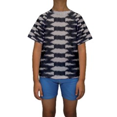 Black And White Zebra Ikat Stripes Kids  Short Sleeve Swimwear by SpinnyChairDesigns