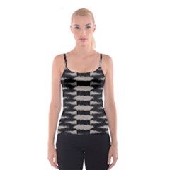 Black And White Zebra Ikat Stripes Spaghetti Strap Top by SpinnyChairDesigns