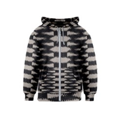 Black And White Zebra Ikat Stripes Kids  Zipper Hoodie by SpinnyChairDesigns