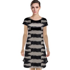 Black And White Zebra Ikat Stripes Cap Sleeve Nightdress by SpinnyChairDesigns