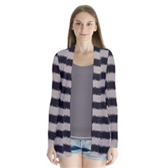 Black And White Zebra Ikat Stripes Drape Collar Cardigan