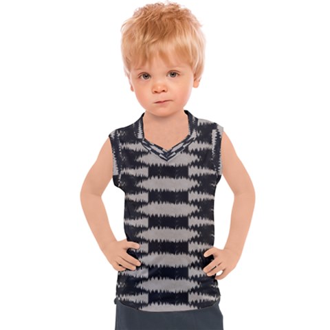 Black And White Zebra Ikat Stripes Kids  Sport Tank Top by SpinnyChairDesigns