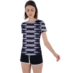 Black And White Zebra Ikat Stripes Back Circle Cutout Sports Tee by SpinnyChairDesigns