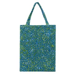 Abstract Blue Green Jungle Paisley Classic Tote Bag by SpinnyChairDesigns