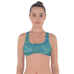 Abstract Blue Green Jungle Paisley Got No Strings Sports Bra by SpinnyChairDesigns