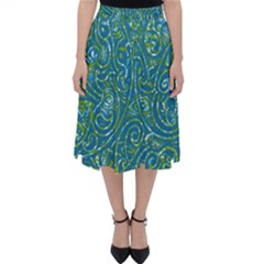 Abstract Blue Green Jungle Paisley Classic Midi Skirt by SpinnyChairDesigns